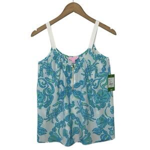 Lilly Pulitzer Chevonne Wide Strap Silk Tank Womens Size S Gold Digger NWT $138